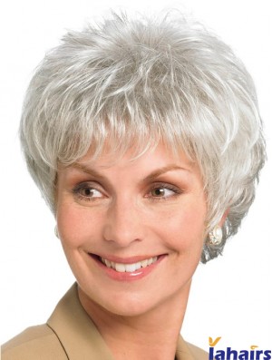 6 inch Straight Lace Front Synthetic Ideal Grey Wigs