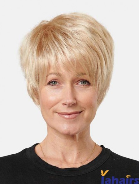 Blonde Synthetic Short Straight 8inch Affordable Lace Front Wigs