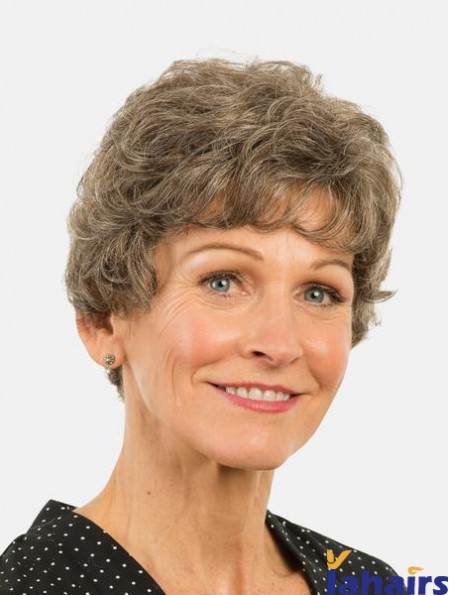 Short Monofilament Layered Brown 8 inch Curly Synthetic Wigs