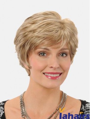 Straight 8 inch Synthetic Blonde Short High Quality Lace Wig