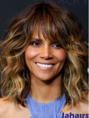 Wavy Capless Shoulder Length With Bangs  Wigs