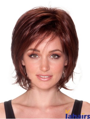 Straight Chin Length Auburn 10 inch Capless Natural Bob Wigs