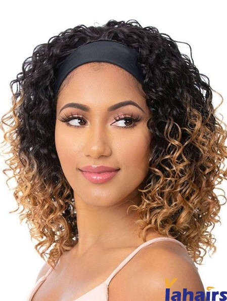 Headband Shoulder Length Curly Style Synthetic Wigs