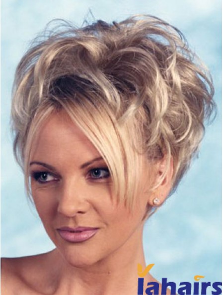 Curly Synthetic Blonde Short Fashion 3/4 Wigs