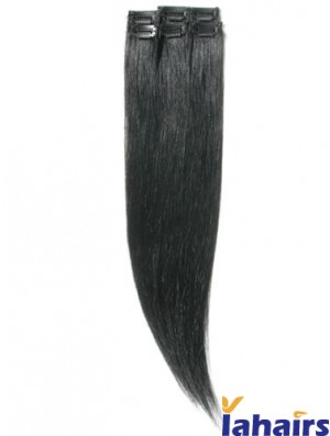 Amazing Black Straight Remy Human Hair Clip In Hair Extensions