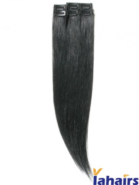 Amazing Black Straight Remy Human Hair Clip In Hair Extensions