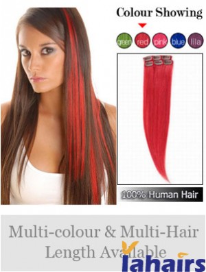 Fashionable Red Straight Remy Human Hair Clip In Hair Extensions