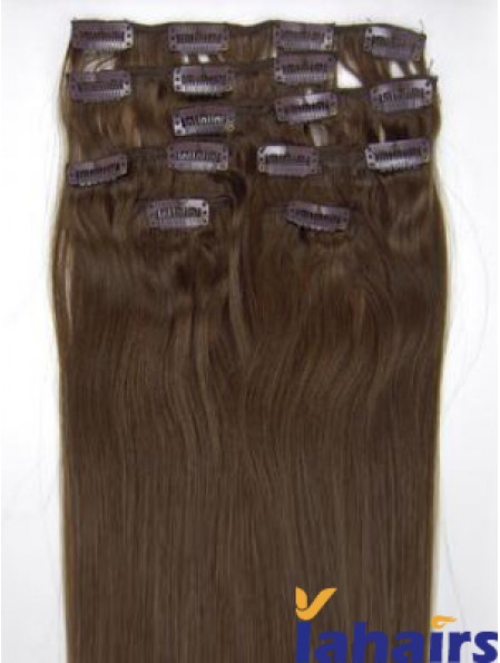 Perfect Brown Straight Remy Human Hair Clip In Hair Extensions