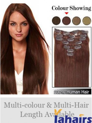 Hairstyles Auburn Straight Remy Human Hair Clip In Hair Extensions