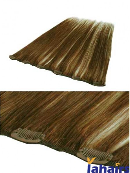 Beautiful Brown Straight Remy Human Hair Clip In Hair Extensions