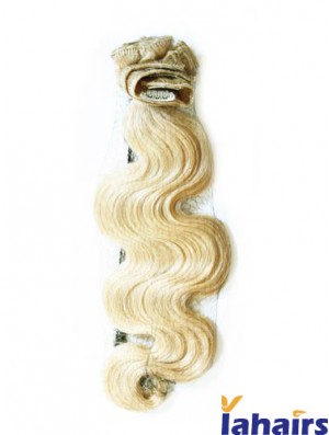 Stylish Blonde Wavy Remy Human Hair Clip In Hair Extensions