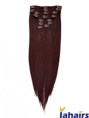 Fashionable Red Straight Remy Human Hair Clip In Hair Extensions