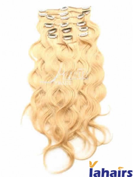 Ideal Blonde Curly Remy Human Hair Clip In Hair Extensions