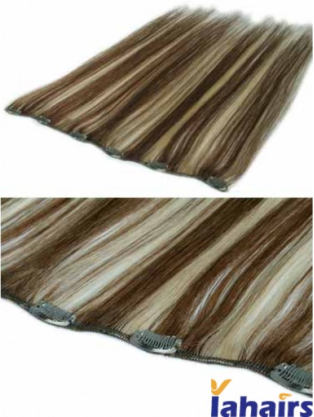 Hair Extensions Clip In Brown Color Straight Style With Remy