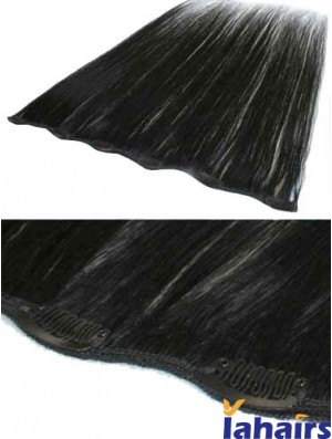 Popular Black Straight Remy Human Hair Clip In Hair Extensions