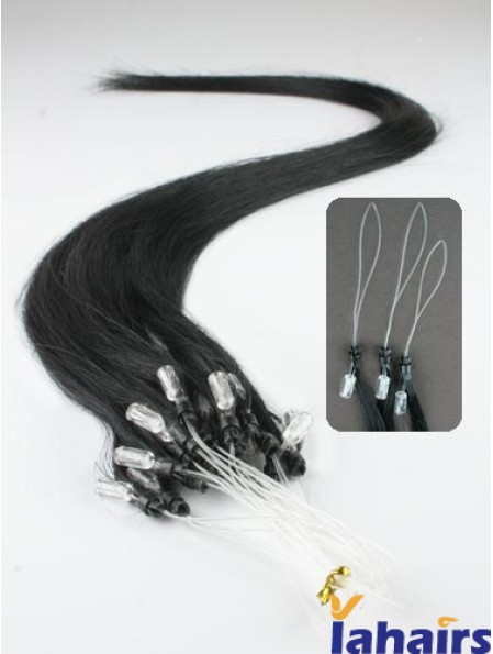 Fashionable Black Straight Micro Loop Ring Hair Extensions