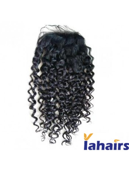 Lace Closures Curly Style Black Color Long Length With Remy