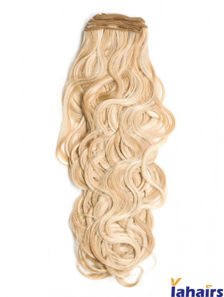 Curly Remy Human Hair Blonde Stylish Weft Extensions