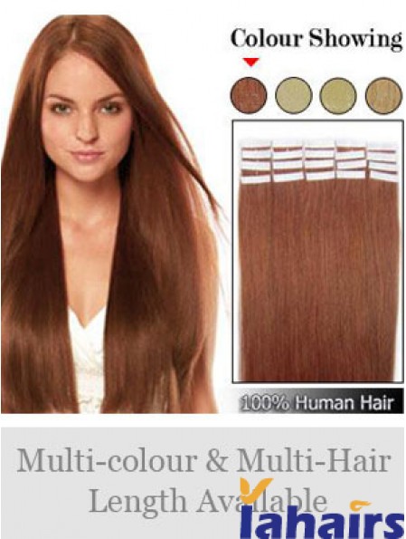 Auburn Straight Ideal Remy Human Hair Tape In Hair Extensions