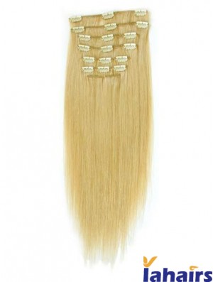 Suitable Blonde Straight Remy Human Hair Clip In Hair Extensions