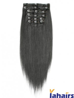 Incredible Black Straight Remy Human Hair Clip In Hair Extensions