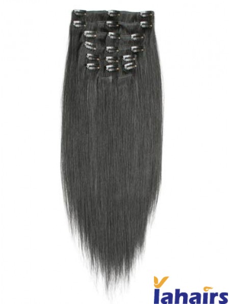 Incredible Black Straight Remy Human Hair Clip In Hair Extensions