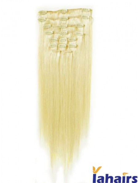 Perfect Blonde Straight Remy Human Hair Clip In Hair Extensions