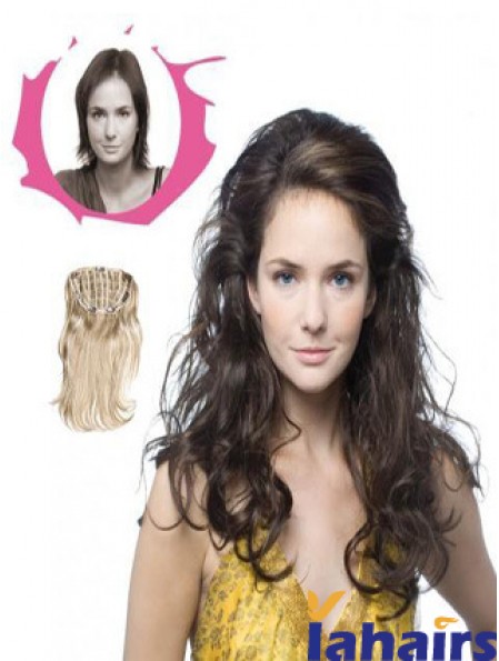 Long Curly Brown Sleek Synthetic Half Wigs