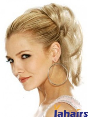 Hairpieces Clip In Blonde Color Straight Style With Synthetic