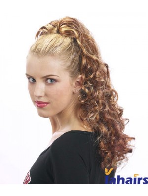 Sleek Curly Brown Ponytails