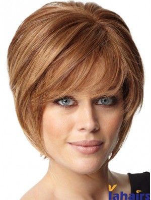 Short Bob Remy Human Wigs Capless Auburn