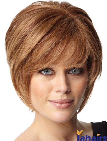 Short Bob Remy Human Wigs Capless Auburn