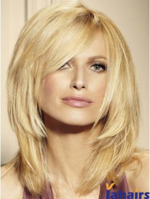 100% Human Hair Wigs Blonde Color Shoulder Length Layered Cut