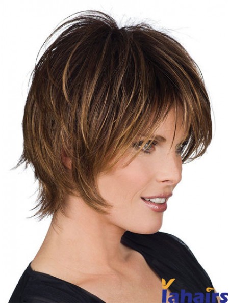 Layered Real Human Hair Wigs With Capless