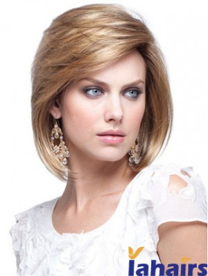 Human Hair Bob Wigs Chin Length Capless Blonde Color Bobs Cut