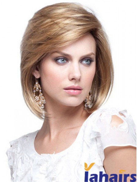 Human Hair Bob Wigs Chin Length Capless Blonde Color Bobs Cut