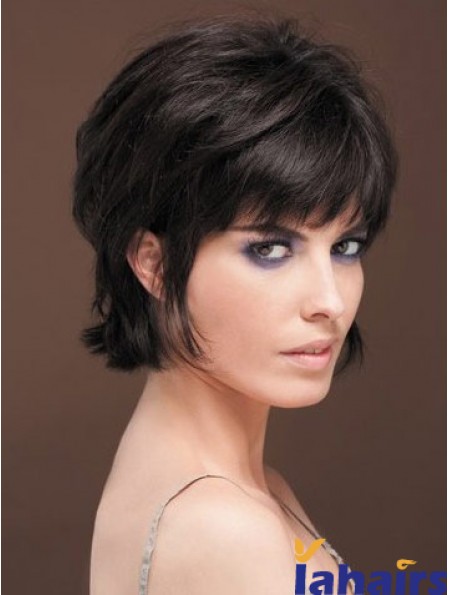  Straight Human Hair Wig With Bangs Short Length