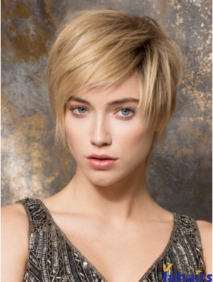 Ladies Monofilament Wig Sale 100% Hand Tied Blonde Color Boycuts