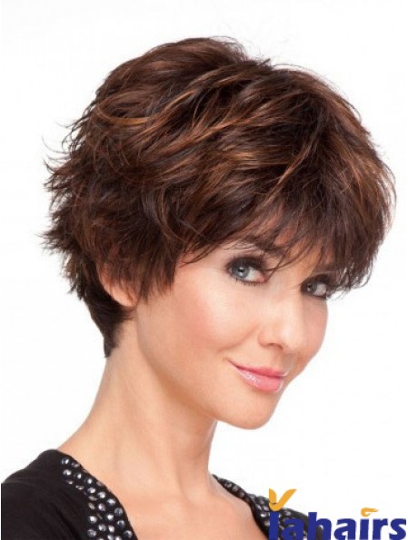 Remy Human Wigs Layered Short Wavy