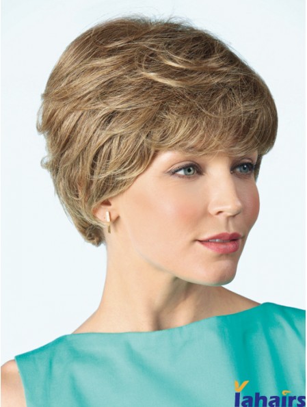 Monofilament Wig Human 100% Hand Tied Curly Style Short Length Boycuts