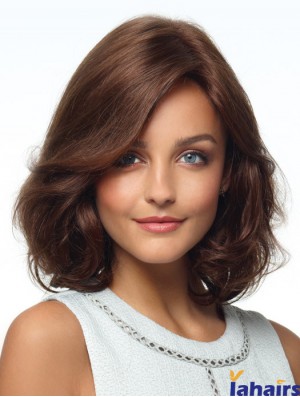 Curly Monofilament Human Wigs Brown Color