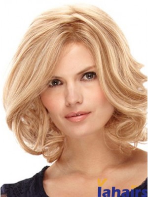 Blonde Shoulder Length High Quality Curly Layered Lace Wigs