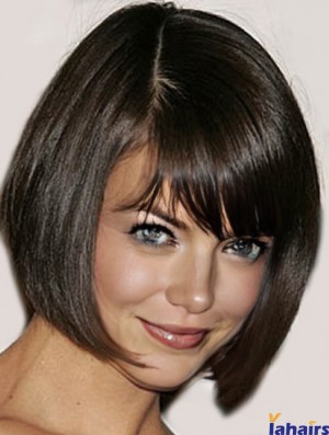 Best African American Lace Front Katie Holmes Wigs Chin Length Brown Color