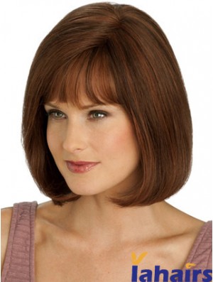 Short Human Hair Chin Length Bob Wigs Straight