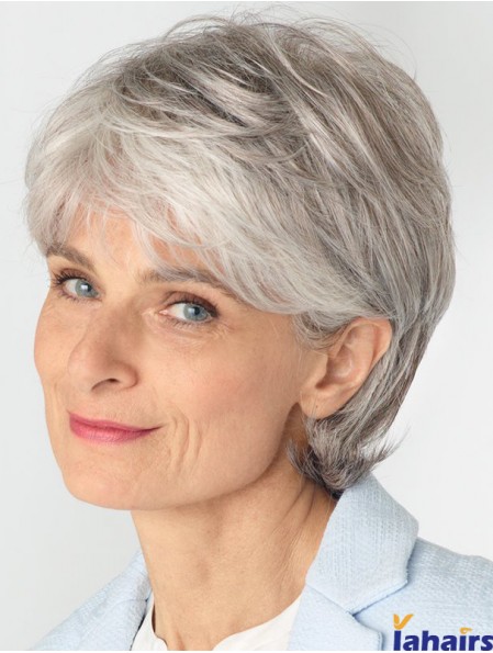 Ladies Grey Remy Human Wigs Straight Style