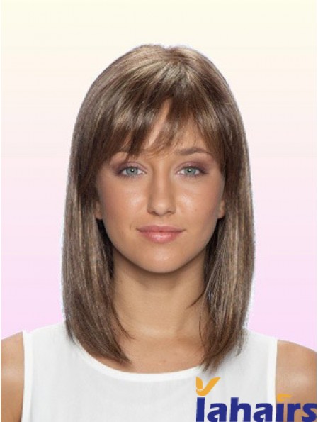 Glueless Human Hair Lace Front Wigs With Bangs 