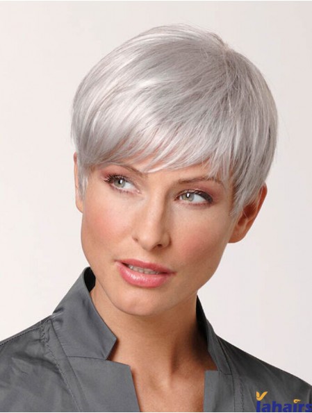 Grey Remy Human Hair Wigs Short Style