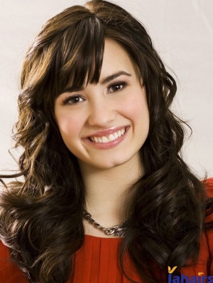 Demi Lavato Wigs With Human Hair Capless Curly Style Long Length