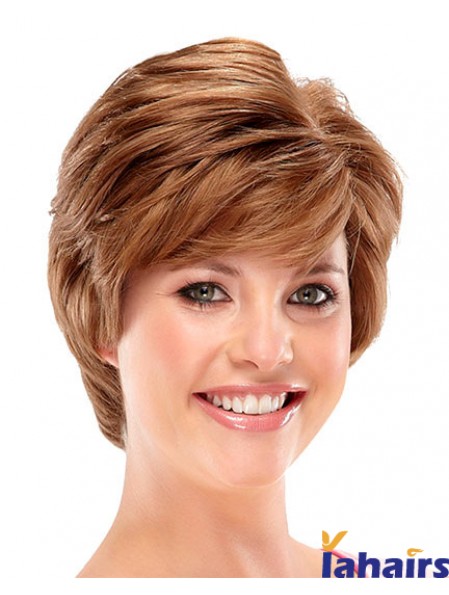 Designed Auburn Short Wavy Layered 6 inch Human Hair Wigs