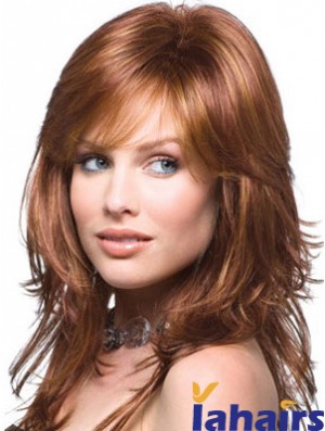 Layered Comfortable Wavy Auburn Long Synthetic Wigs